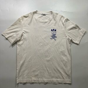 Cream T-Shirt with Blue Skull Design